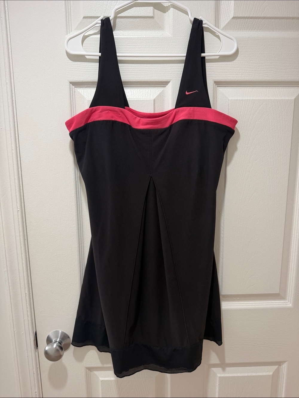 Vintage Nike Black Tank Tennis Dress with Pink Trim and built in bra L